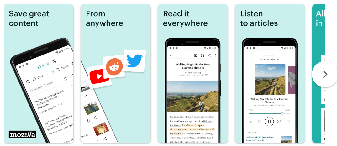 Pocket’s article discovery interface